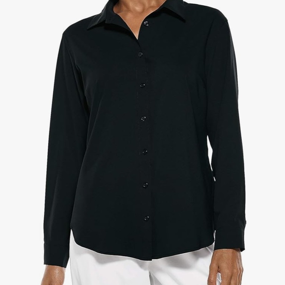 Coolibar SPF 50 Black Button-Up Long Sleeve Shirt